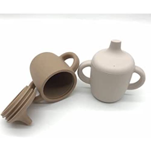 Amazon.com: KIDSco. Silicone Sippy Cup and Training Cup for Baby 6 months+ Soft Spout and Handles Unbreakable Easy Grip for Babies 6-12 months and Toddlers 1-3 years 6oz/180ml (Oat and Tan) : Baby