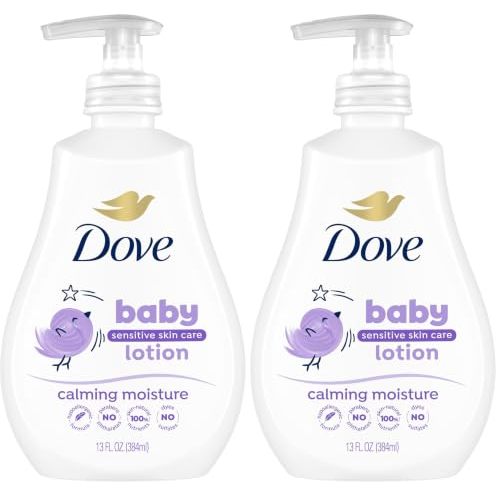 Baby Dove Sensitive Skin Care Baby Lotion For a Soothing Scented Lotion Calming Moisture Hypoallergenic and Dermatologist-Tested 13 oz (Pack of 2)