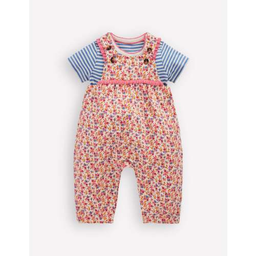 Short Sleeve Jersey Overalls - Pink Ditsy Floral | Boden USA