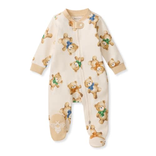 Burt's Bees Baby Girls' Organic Cotton, Sleep and Play Footed Pajamas | Easy zip front PJs feature a 2-way zipper to ensure newborns have a restful nights sleep