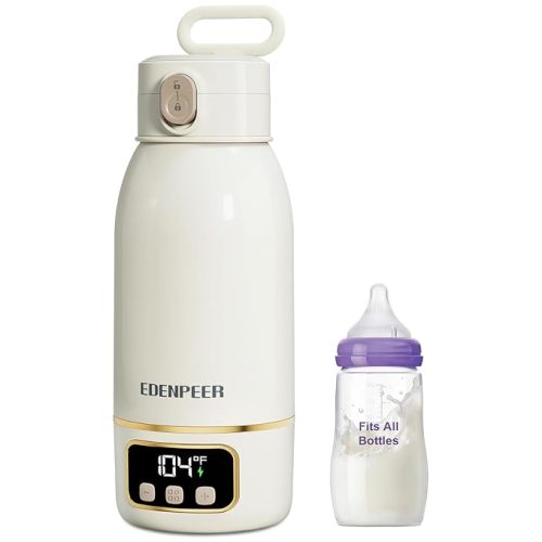 Portable Bottle Warmer for Travel, Fast Baby Bottle Warmer Portable with Precise Temperature Control, 17 OZ Milk Warmer, Leak-Proof Cordless Breastmilk Warmer, Fits Most Baby Bottles for On the Go