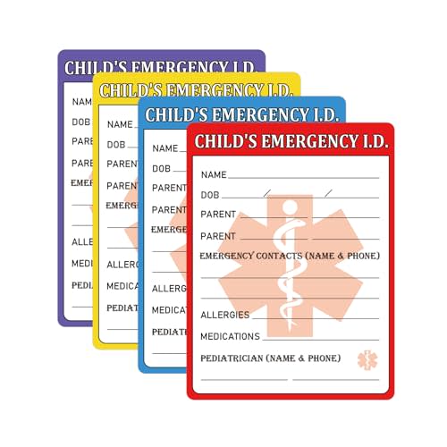 Infant I.C.E. in Case of Emergency Car Safety Seat Sticker Emergency Contact Labels 4 x 3 inch Child I.D. Medical Information Alert Attachment Tag Labels for Child Car Seat 24pcs