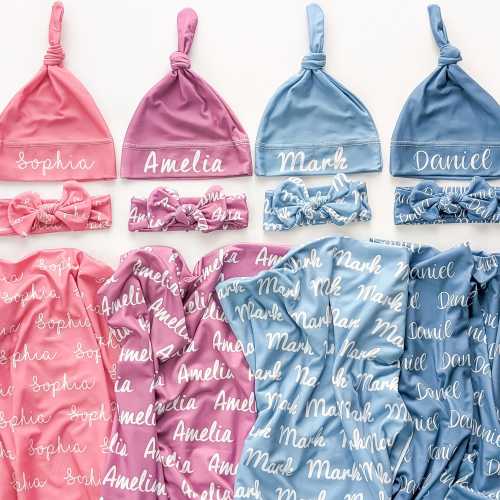 Personalized Custom Swaddle Set, Personalized Name Swaddle Blanket, Baby Swaddle For Girl Boy, Newborn Swaddle, Hospital Coming Home Outfit