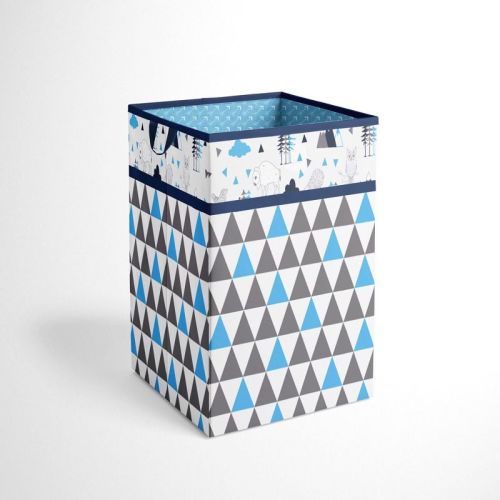 Bacati - Woodlands Aqua/Navy/Gray Boys Collapsible Laundry Hamper