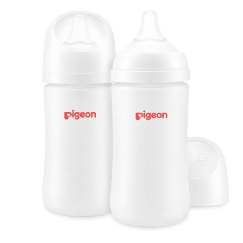 Amazon.com: Pigeon Silicone Coating Baby Bottles, Wide Neck, 8 oz, Pack of 2 | Glass Inside/Silicone Outside, Anti-Colic Bottle, Natural Feel, Safe Feeding, Easy to Clean, Includes 2pcs M Nipples (3M+)