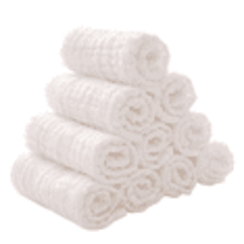 Baby Muslin Washcloths and Burp Cloths, Soft Absorbent Towels for Newborns,10 Pack, 12x12 Inches (White)