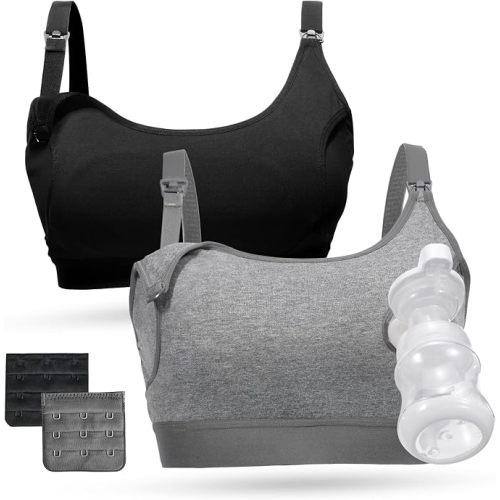 Momcozy Pumping Bra Hands Free, Cotton Pumping & Nursing Bra in One