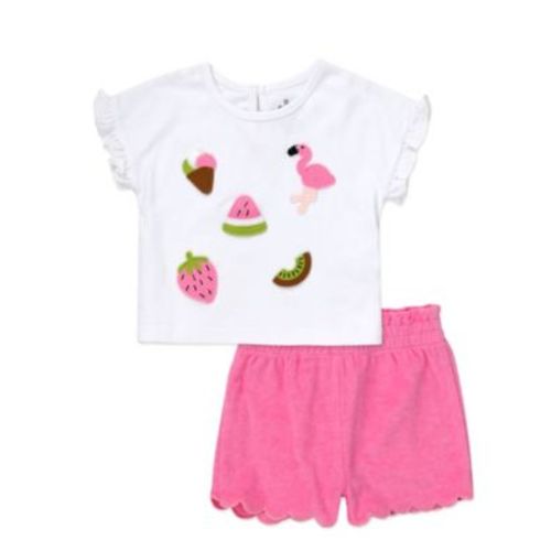 Baby Girls' Short-Sleeve Knit T-Shirt and Shorts, 2-Piece Set
