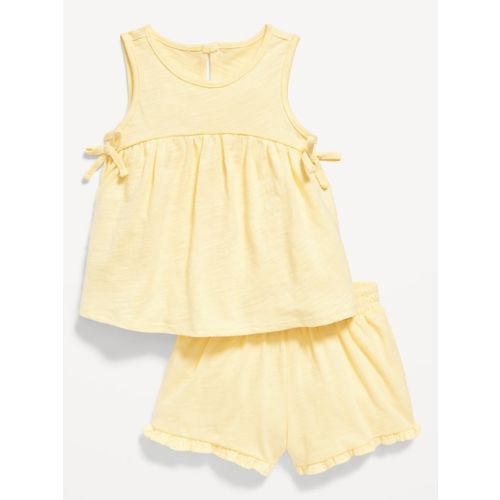 Sleeveless Bow Tie Swing Top and Shorts Set for Baby