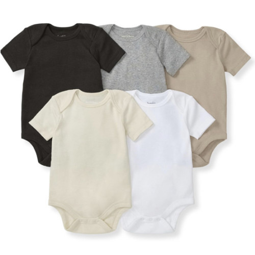 Burt's Bees Baby Bodysuits, Short Sleeve and Long Sleeve One-Pieces, 100% Organic Cotton, Pack of 5