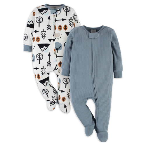 Modern Moments by Gerber Baby Boy, Baby Girl, & Unisex Sleep 'n Play Footed Pajamas, 2-Pack (Newborn-6/9 Months)