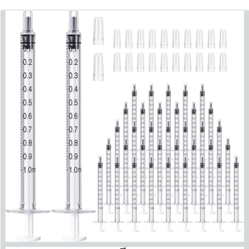 100 Pack 1ml Syringes with Caps, 1cc Syringe Needleless, Small Oral Syringe with Tip Cap Individually Wrapped