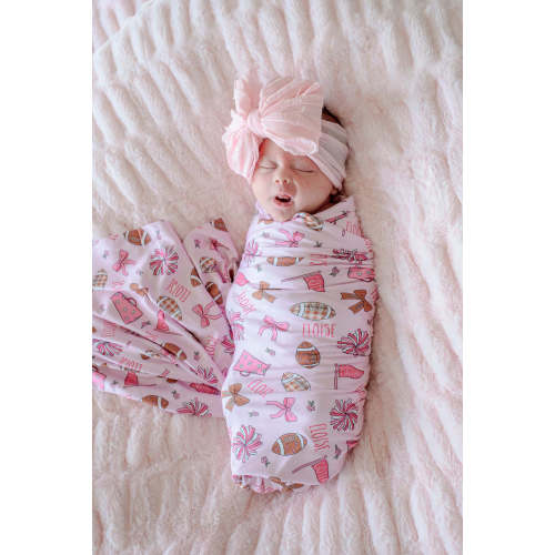 Personalized Swaddle Blanket in Huddles & Cuddles Pink | Caden Lane
