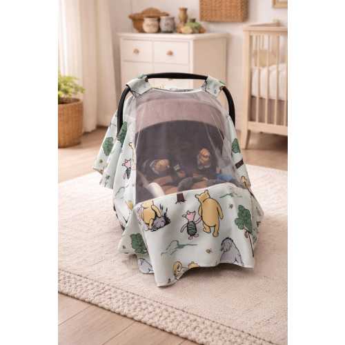 Classic Bear Baby Car Seat Cover With Mosquito Net-Baby Cover - infant car seat cover- Shower Gift