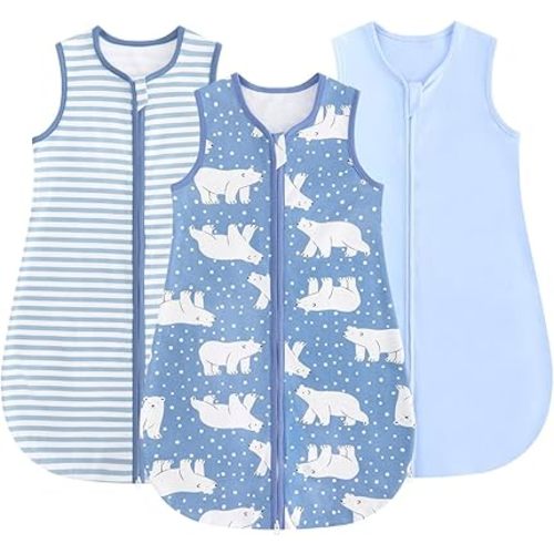 JiAmy Baby Sleeping Bag Cotton Sleep Sack 2 Pack, Unisex Baby Wearable Blanket for Newborn & Infant 0-24 Months