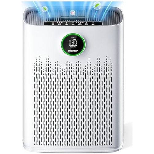 Air Purifiers for Home Large Room, Cover Up to 2400 Ft² with True HEPA Filter, Smart Mode, PM2.5 Air Quality Display, 22dB Sleep Mode, Aromatherapy with 2X-Purification & 360°Air Outlet, HAP603, White