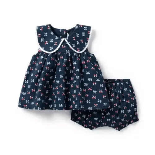 Baby Maritime Navy Bow Baby Bow Matching Set by Janie and Jack - 6-12m