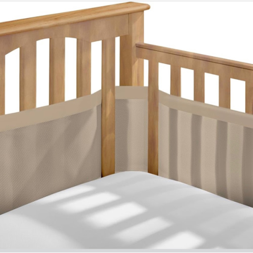 BreathableBaby Breathable Mesh Liner for Full-Size Cribs, Deluxe 4mm Mesh, Sand Beach (Size 4FS Covers 3 or 4 Sides)