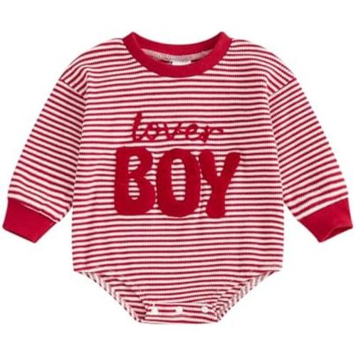 Newborn Infant Baby Boy Valentines Bodysuit Long Sleeve One Piece Striped Romper Smocked Outfit Holiday Clothes