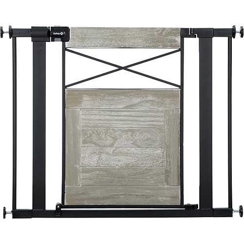 Safety 1st Adjustable Baby Gate for Doorways, Modern Farmhouse Style Gates for Pets, Toddlers, Babies, Children, Grey
