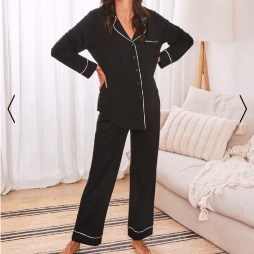 Maternity and Nursing Long Sleeve PJ Set in Black