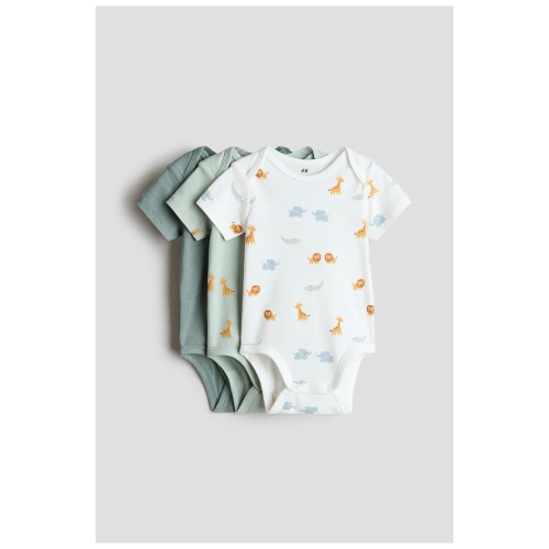 3-pack Cotton Envelope-neck Bodysuits, 0-3M