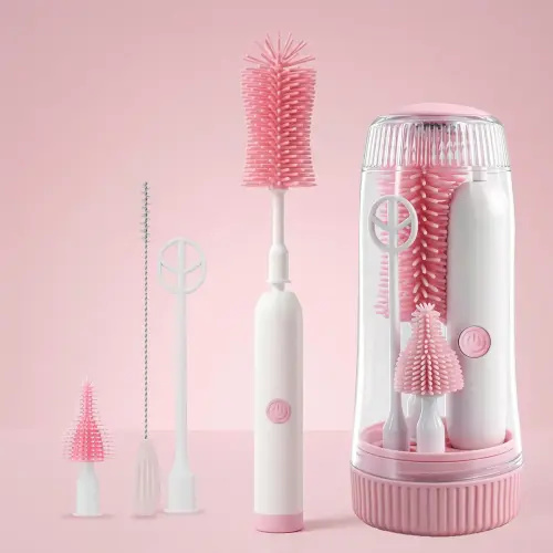 Electric Bottle Cleaning Brush, Baby Bottle Brush Cleaner, Water Bottle Cleaning Kit, Nipple Brush,Straw Cleaner Brush, 360° Rotation, Silicone Material, Waterproof,6 Packs Set for Newborns - TikTok Shop