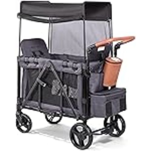 Amazon.com : ELEMARA Stroller Wagon, 2 Seat Stroller for 2 Kids, Premium All Terrain Stroller for Kids w/Removable Canopy, Adjustable Push/Pull Handle, Large Storage Bag, Black : Baby