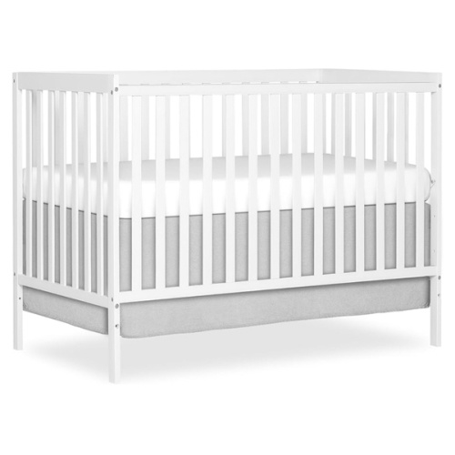 Dream On Me Synergy 5-in-1 Convertible Full-Size Baby Crib with Toddler, Day & Full Bed Conversion in White, GreenGuard Gold & JPMA, 3 Mattress Heights, Sustainable Pinewood