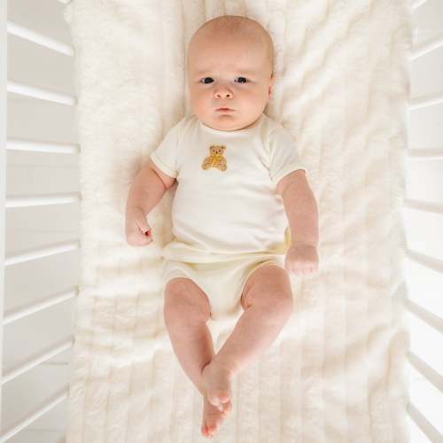 Bear Hugs Hand-Embroidered Diaper Cover Set - Ivory