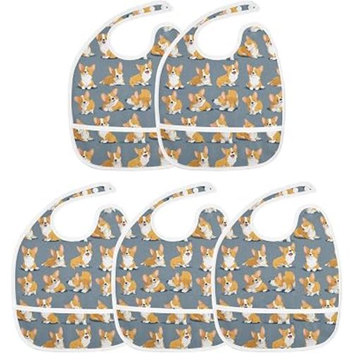 Dussdil Baby Bibs for Boys Girls Bow Infant Toddler Drooling Bibs Feeding Teething Bibs Adjustable Closure Scraps Pocket