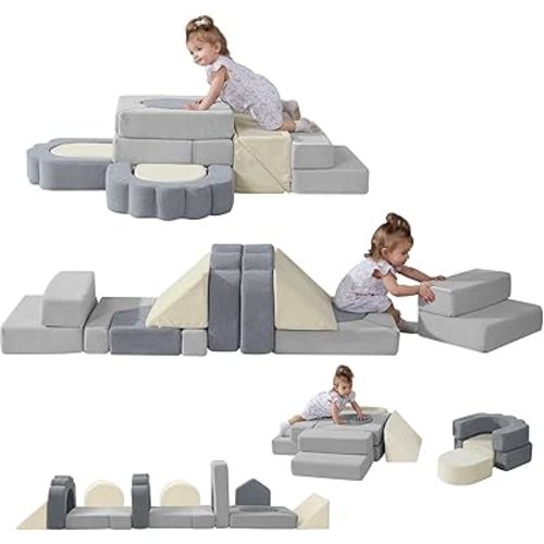 Foam Climbing Toys for Toddlers, 13pcs Climb and Crawl Activity Playset, Soft Play Climbing Blocks for Toddlers, Indoor Crawling Sliding Toys, High-Density Foam Play Structures for Playroom