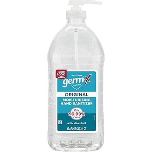 Germ-X Original Hand Sanitizer, 67.4 Fl Oz (Pack of 1), Less Drying Moisturizing Gel with Vitamin E, No Rinse Formula, Bulk Size Pump Bottle for Long Term Use