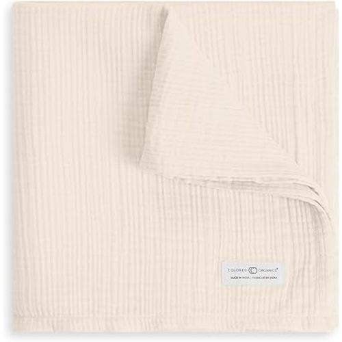 Colored Organics Baby Organic Cotton Swaddle - Infant Receiving Blanket - Natural Muslin