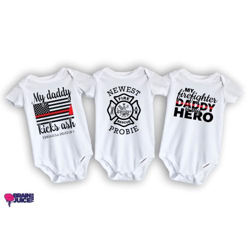 Firefighter Baby Onesie® Bundle: Daddy Hero, Newest Probie