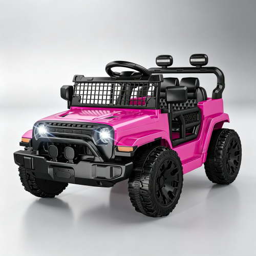 EVOKEDEN 12V Remote Control Ride On Car for Kids, Electric Toddler Car with Spring Suspension, LED Lights & Music, Pink