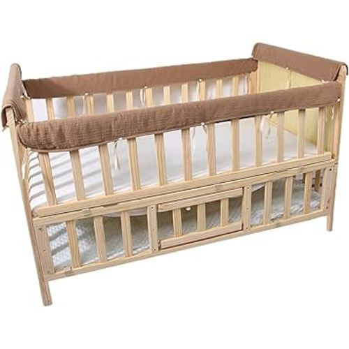 4pcs Breathable Crib Rails Cover Machine Washable Guard Against Scratches and Bites Marks Bumper Pads Protector Strips Scratchproof Crib Bumper Guards