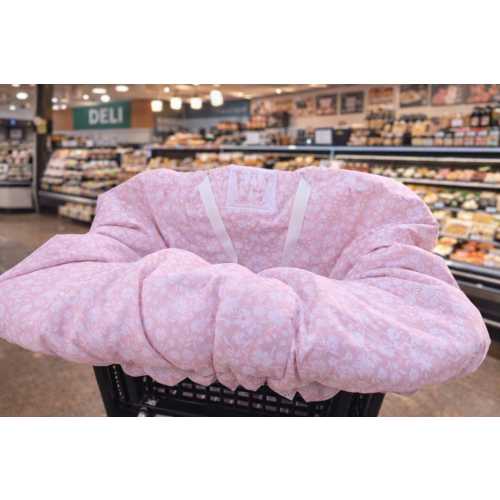 Embroidered Shopping Cart Cover, Pink Floral, Personalized High Chair Cover