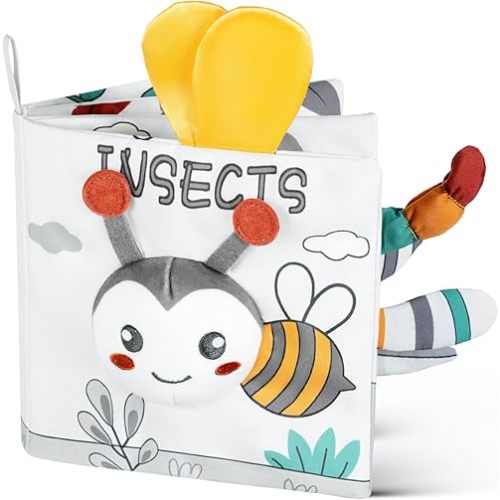 Soft Baby Books Toys, Newborn Crinkle Book, 3D Baby Crinkle Book, Baby Books Toys for Toddlers&Kids, Soft Baby Books Touch and Feel Crinkle for 0-6 Months Boys&Girls Gifts(Bee)
