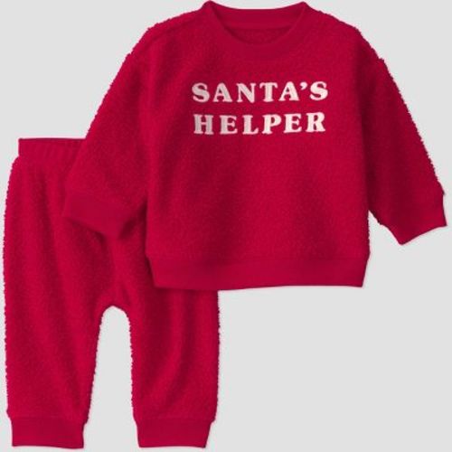 Carter's Just One You® Baby Cozy Christmas Santas Helper Sweatshirt and Joggers Set - Red 18M
