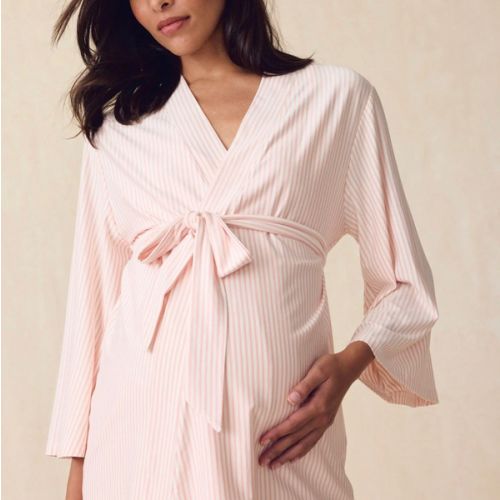LAKE | Women | DreamModal™ Pajamas | English Rose Pencil Stripe Maternity Kimono Bundle