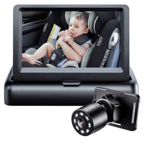 Itomoro Baby Car Mirror, View Infant in Rear Facing Seat with Wide Crystal Clear View,360° Rotation Plug and Play Easy Install baby car monitor 1080p