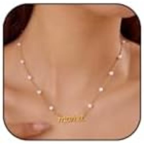 Mama Necklace for Women,Gold Pearl Mama Choker Dainty Initial Charm Personalized Mother's Day Necklace Stainless Steel Mother's Day Choker Jewelry Keepsake