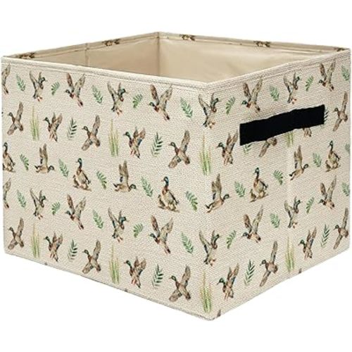 Farmhouse Mallard Duck Nursery Storage Bins,Gifts for Girls Boys,Wild Green Head Ducks Hunting Collapsible Storage Baskets Organizer for Bedroom Bathroom Kids Room Dorm Clothes Toys Books