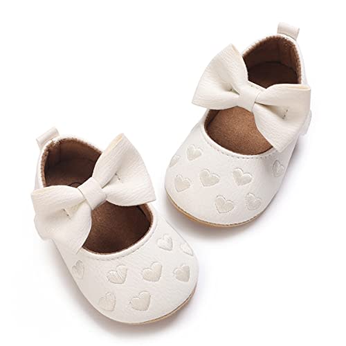 LAFEGEN Baby Girls Mary Jane Flats with Bownot Non Slip Soft Sole PU Leather Newborn Infant Toddler First Walker Cirb Dress Shoes