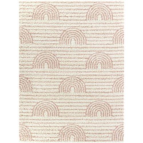 5'3"x7' Hailey Rainbow Striped Kids' Rug White - Balta Rugs: Playroom, Bedroom, High Pile, Fade & Stain-resistant