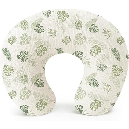 Konssy Muslin Nursing Pillow Covers, 100% Cotton Soft & Adorable Covers for Breastfeeding Pillows, Slipcovers for Newborn Baby Boys & Girls