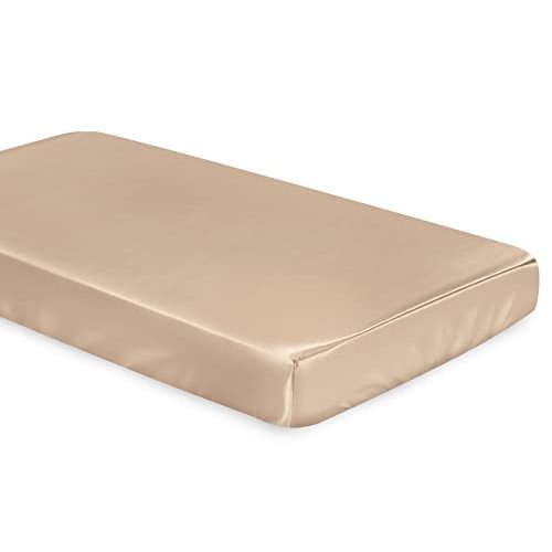 SiinvdaBZX Satin Crib Sheets for Baby Hair, Silky Soft Beige Crib Fitted Sheets for Standard Crib and Toddler Mattress, 28 x 52 x 8In (Pack of 1)