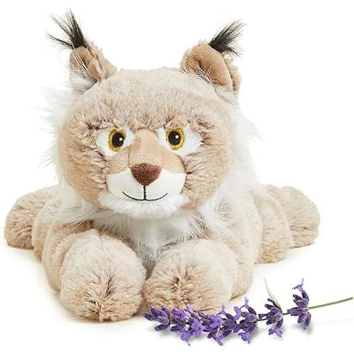 warmies Microwavable & Weighted Stuffed Animals, Bob Cat - Heated Stuffed Animal Plushie for Warmth & Comfort - Cute Soft Plush Toys for Boys, Girls, Babies & Toddlers