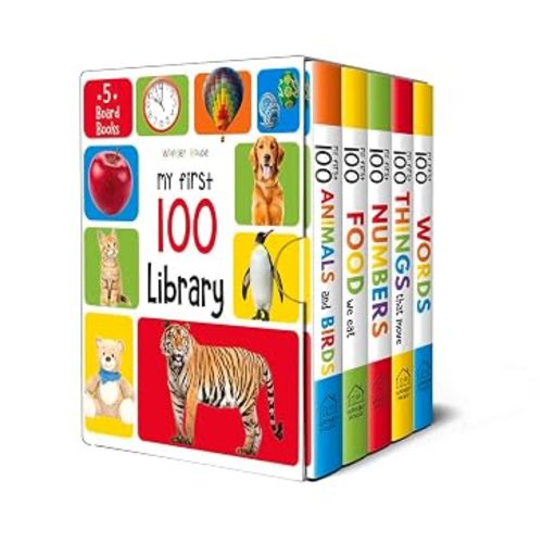My First 100 Library: Boxset of 5 Early Learning Board Books for Kids/Children (homeschool / preschool / baby/toddler)
